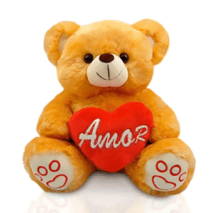 Urso de Pelúcia 31 cm Sentado - Pop Com Coração Pérola